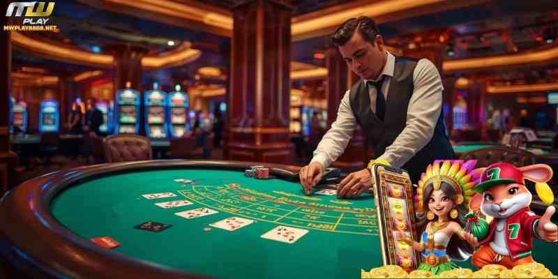 Live dealer casino environment for real-time gaming.